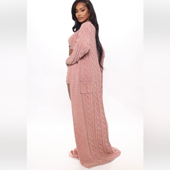 Fashion Nova Cozy Living Maxi EXTRA LONG Sweater in Mauve